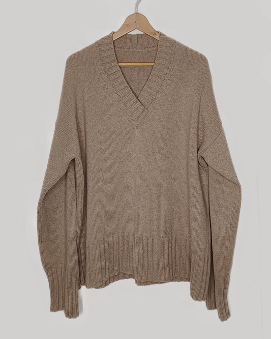 Sweater no.03 capuccino with light grey