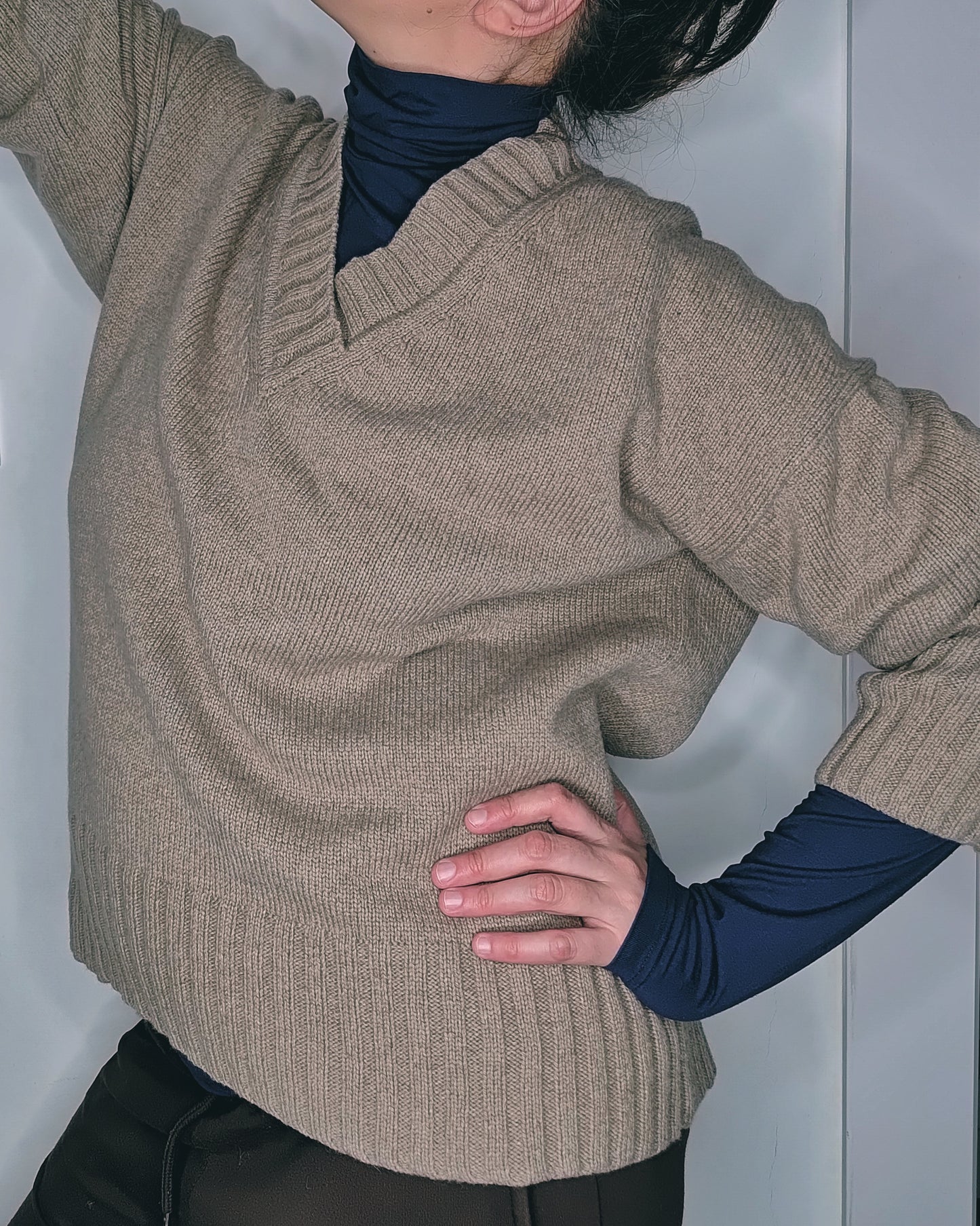 Sweater no.03 capuccino with light grey